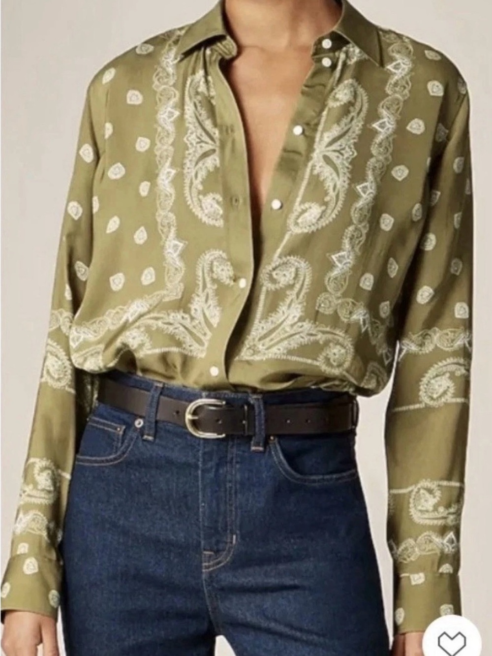 J. Crew Jules classic-fit shirt in sage scarf print olive green paisley small 4